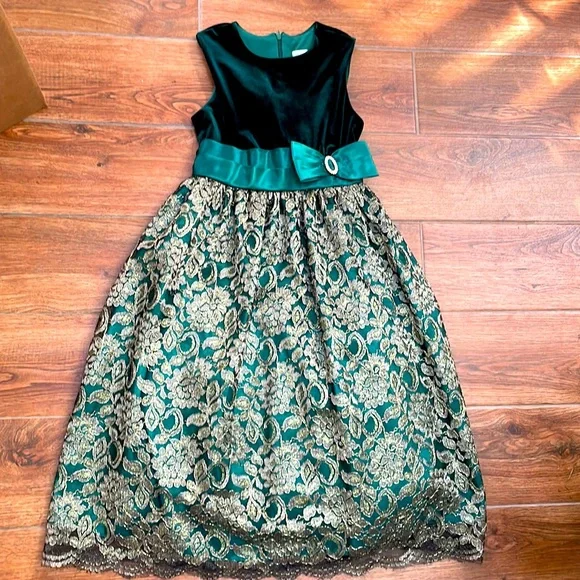 green and gold velvet dress Sail to Sable Gold Sequin Midi Dress XSMALL